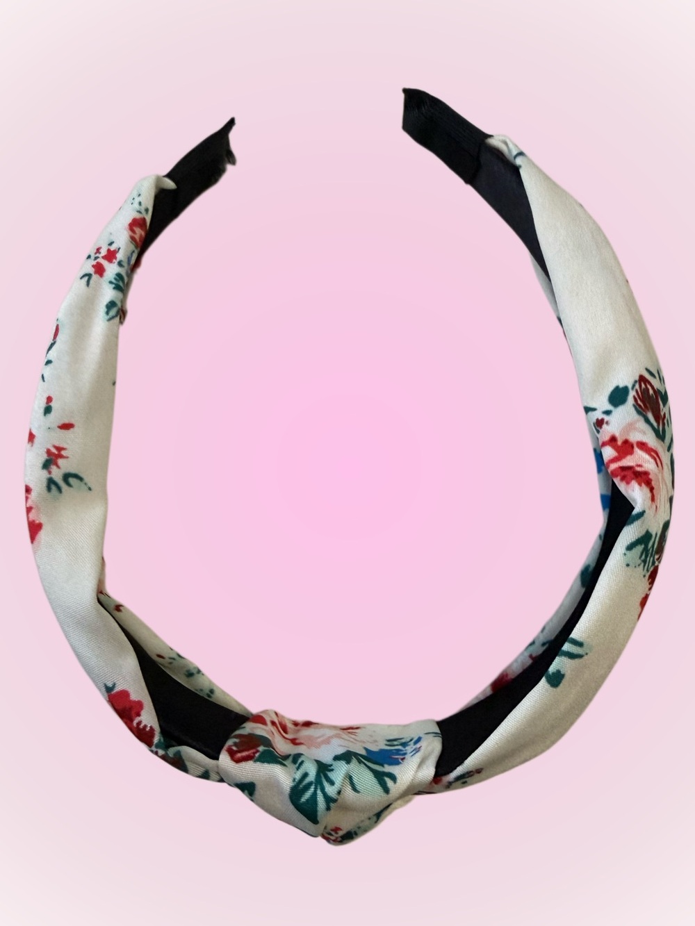 Floral Knot Headband - White with Red & Blue Flowers